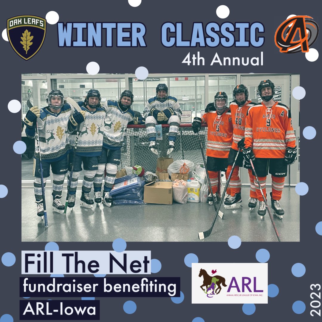 Another ❄️Winter Classic❄️ is complete! This was our 4️⃣th annual event and we were glad to partner with <a href="/ameshockey/">amescycloneshockey</a> Team to collect donations for <a href="/ARLIowa/">Animal Rescue League of Iowa</a>. Your donations helped fill a car to the max. THANK YOU!

@MWHSHL
