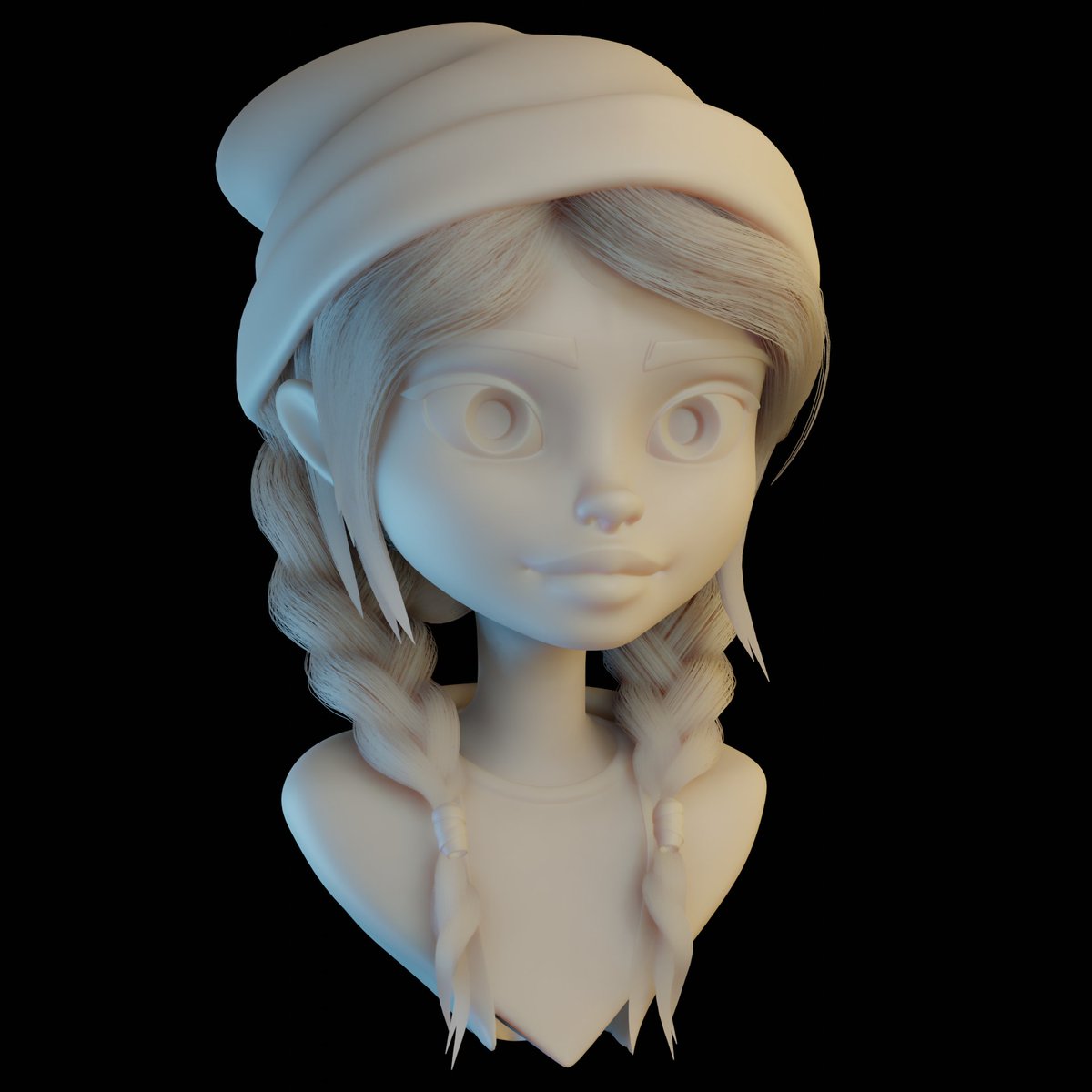 Stylized girl sculpting in blender  
#blender  #3dart  #3dartist  #3dmodeling  #3dartwork #3drender #3dlighting  #substance #character  #stylized  #texture  #design  #girl  #sculpting  #sculpt  #blenderrender #blendercycles  #cg #cgart #cgi #sculptgirl #female  #hair  #cute #hat