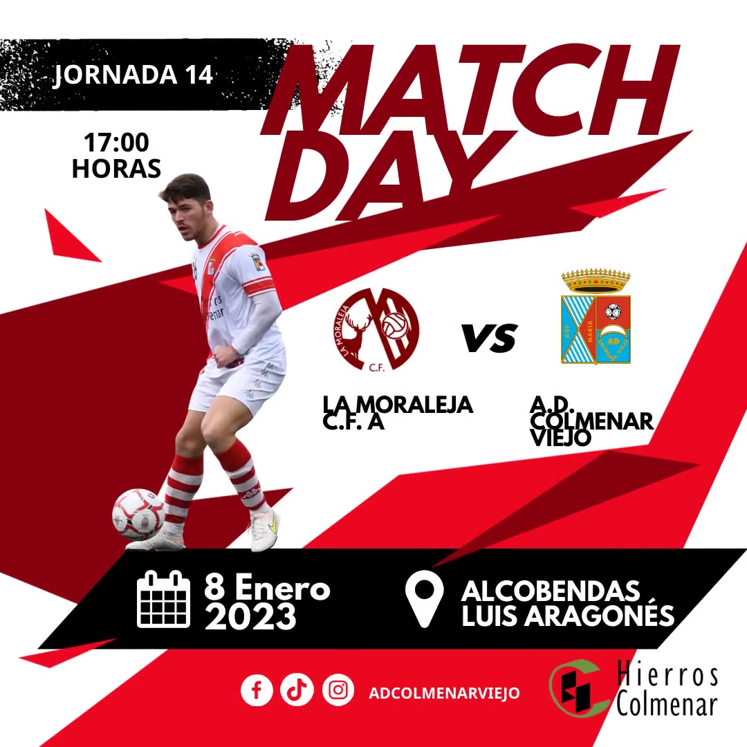 adcolmenarviejo's tweet photo. ❤️🤍 PRIMER EQUIPO | PARTIDO

📅 Dom. 08 Ene.
⏲️ 17:00 H
⚔️ La Moraleja C.F 🆚 @adcolmenarviejo
🏟️ #LuisAragones

#SienteADCV 
#AupaAgrupa https://t.co/Bg3ZcgfTI9