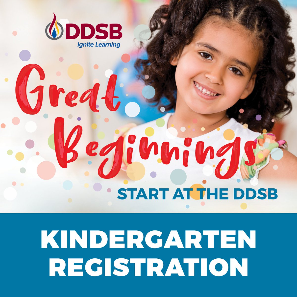DDSB Kindergarten registration for the 2023-24 school year starts January 10, 2023!

For more information about the Kindergarten Program at the DDSB and to register on/after January 10, please visit: bit.ly/3FN5KoX