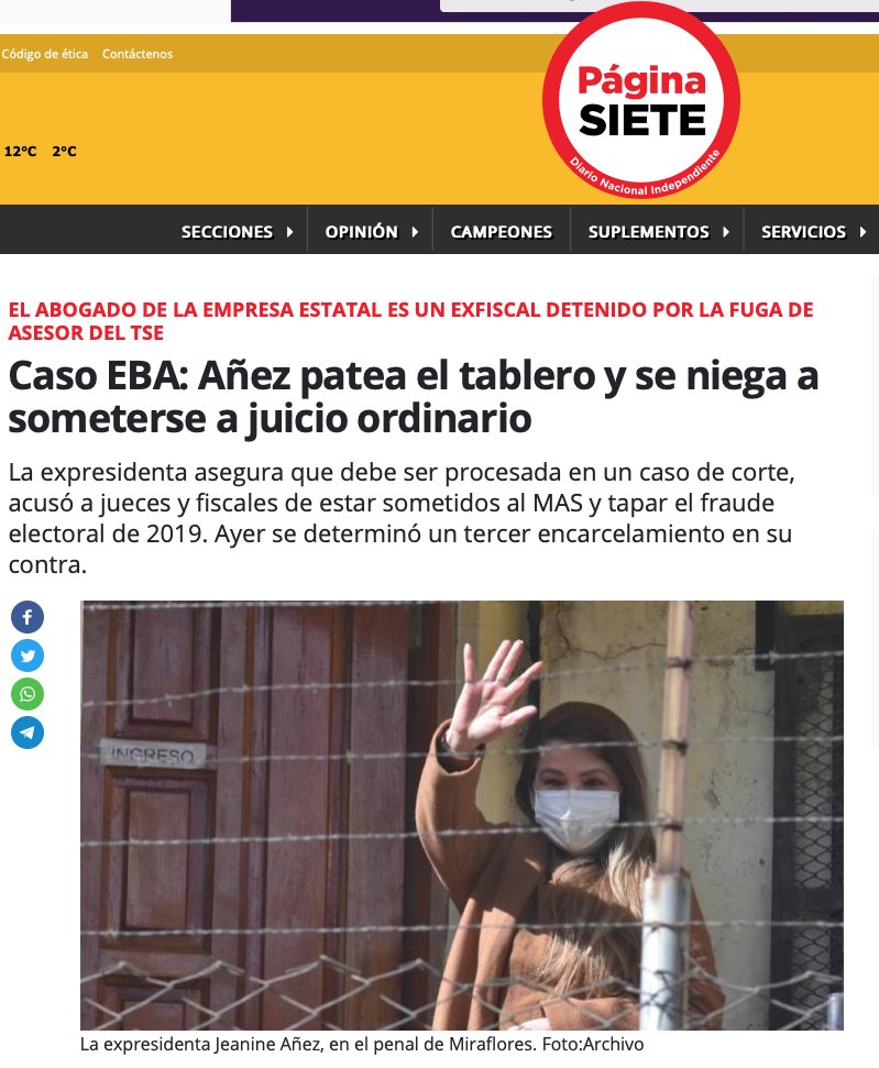 JeanineAnez's tweet photo. Pueden dictar 100 veces prisión preventiva y condenas perpetuas contra #JeanineAñez, jueces, fiscales y cómplices masistas del #Fraude del Fugitivo Evo Morales, pero fui, soy y seré la Presidente que defendió la democracia, la paz y la libertad por las que lucha Bolivia entera. https://t.co/0bLTgYWtDB