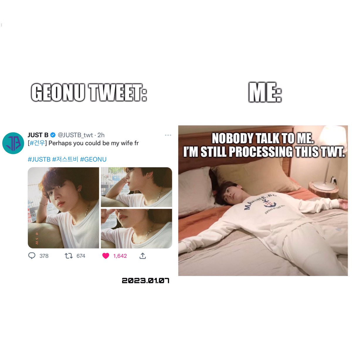 just_maggiep's tweet photo. 2023.01.07 - The day LEE GEONU gave #ONLYB a โค๏ธโ๐ฅ attack ๐ฆญ๐๐ผ
#JUSTB_Geonu #Claimdown
#JUSTB #์ ์คํธ๋น #justbmeme #justbmemes #kpopmemes #LimJimin #Geonu #Bain #DY #Doyum #JM #Chuji #Sangwoo #์์ง๋ฏผ #์์ง #์ด๊ฑด์ฐ #๊ฑด์ฐ #๋ฐฐ์ธ #์ก๋ณํฌ #์ถ์ง๋ฏผ #์ถ์ง #์ ๋์ผ #๋์ผ #๊น์์ฐ #์์ฐ https://t.co/0OM6UFRd7l