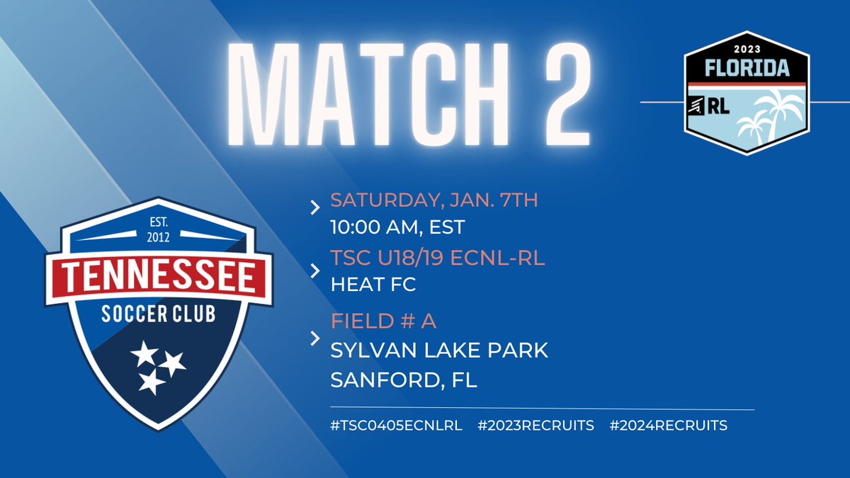 Hello ☀️ as we go into Match 2 of #ecnlrlfl! 
#ECNLRLOVC
#TSC0405ECNLRL 
#2023Recruits 
#2024Recruits 
<a href="/ECNLgirls/">ECNL Girls</a> <a href="/ECNLOhioValley/">ECNL Ohio Valley Conference</a> <a href="/TopDrawerSoccer/">TopDrawerSoccer</a> <a href="/PrepSoccer/">Prep Soccer ⚽️</a> <a href="/ImYouthSoccer/">ECNL/GA/Recruiting/College Soccer</a> <a href="/TheSoccerWire/">SoccerWire</a> <a href="/TSCECNL/">Tennessee Soccer Club ECNL</a> @TSCGKProgram <a href="/TNSoccerClub/">Tennessee Soccer Club</a>