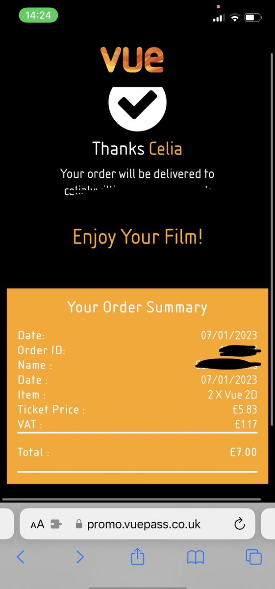 celiawilliamsX's tweet photo. @VueHelp Hi, I’ve already used the Vodafone voucher on vue, vue are supposed to send me my tickets via email.. can you help please? https://t.co/LjI2EQxqva