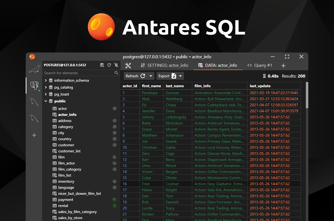 MadeWithVueJS's tweet photo. .@AntaresSQL is a modern and fast open-source SQL client #madewithvuejs &amp; Electron 👩‍💻 - https://t.co/yPbuOBfaqT https://t.co/LSXx9IRXAw