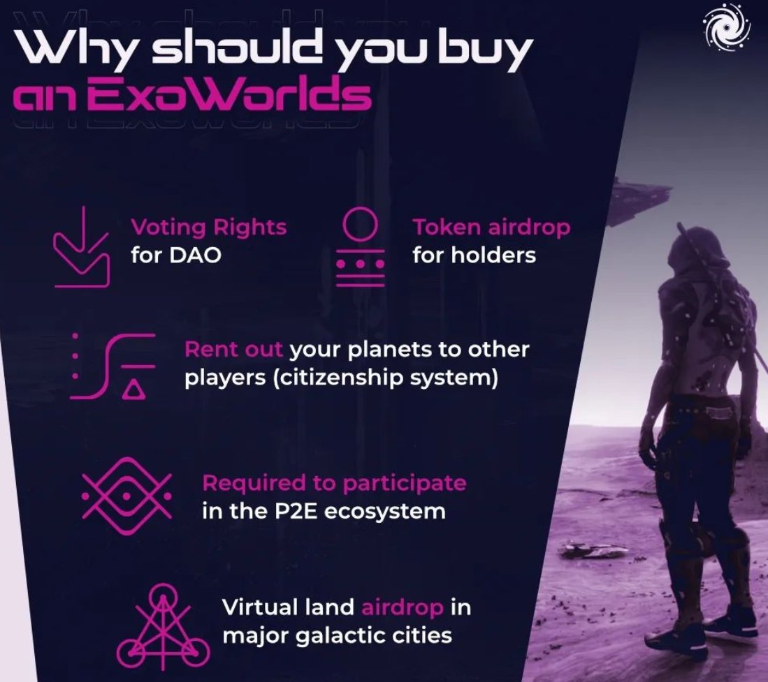 JustSeasick's tweet photo. #26 Someday @ExoWorldsNFT will become a #FreeToPlay game where non-#ExoWorld owners will have to pick a 🪐 and then cede a percentage of their earned $GCRED to the owner of that world (citizenship system)!🤩
Sounds a LOT like a #BlueChipNFT to me👀
#VeChainHasNFTs #VeChain #EXO https://t.co/sQizK7J2op