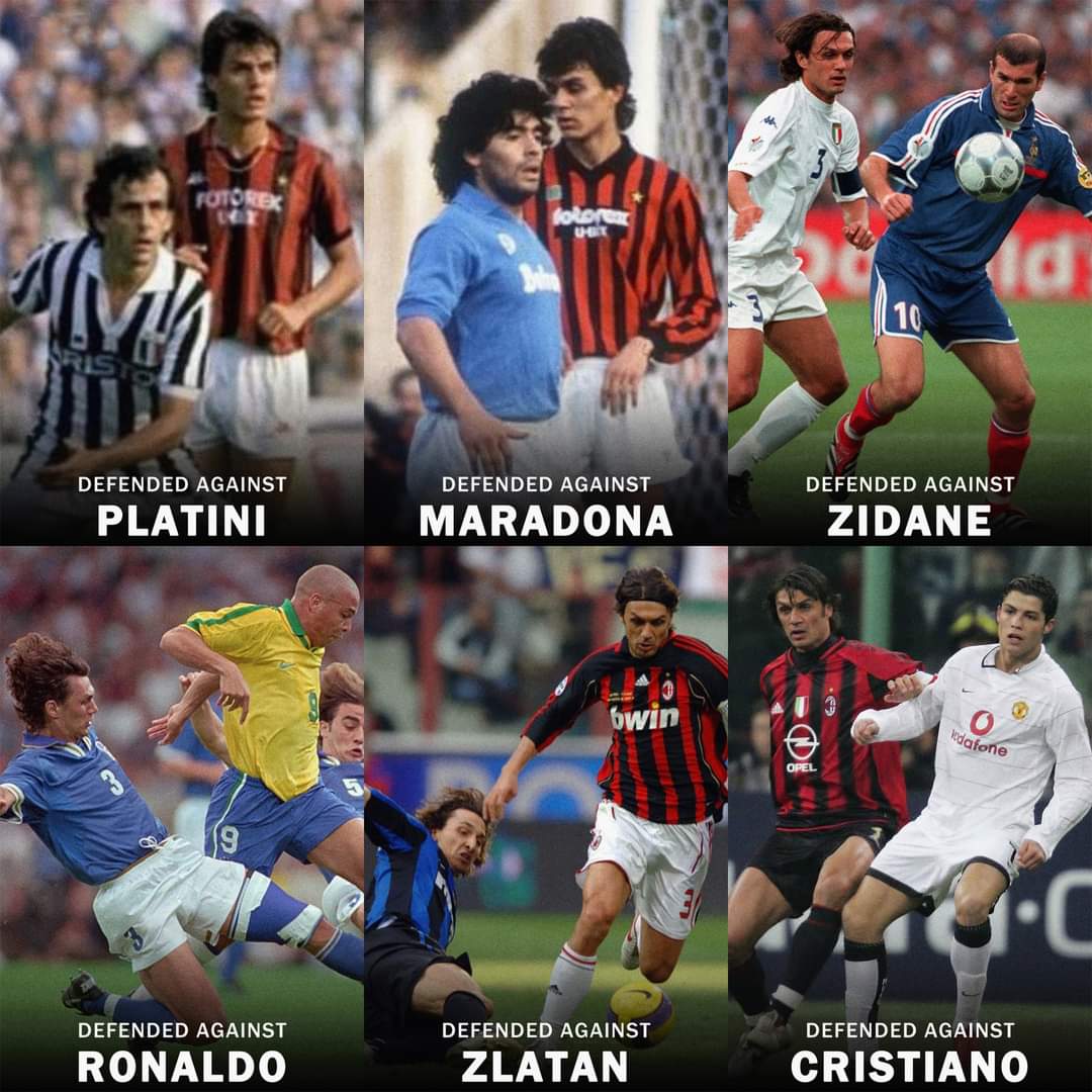 RemarksFootball's tweet photo. 🚨DID YOU KNOW: Maldini's career was so long that he defended against Platini, Maradona, Zidane, Ronaldo, Ibrahimovic and Cristiano. 😳🔥

The greatest defender of all time, Paolo Maldini. 🙌🇮🇹 https://t.co/S8NQfKOxeh