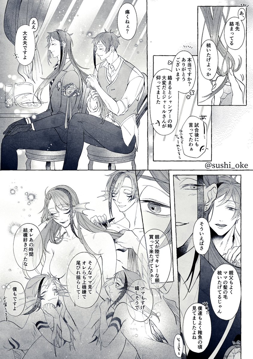 夢見るにんぎょふたり フロジェイ漫画
※長髪ジェ/リチ両親/稚魚など捏造有り

家族(兄弟)→家族(配偶者)になるフロジェイ…😇 