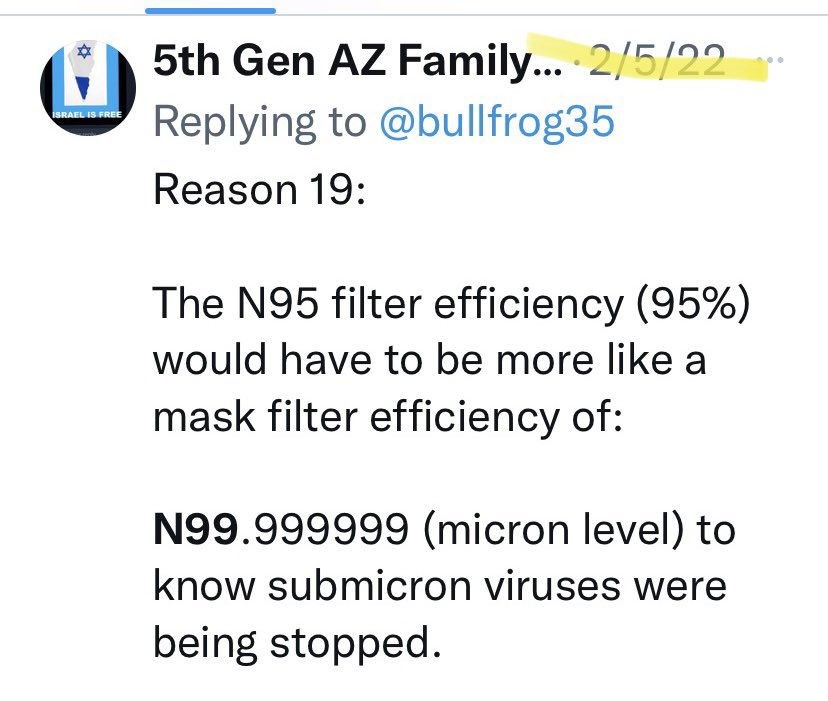 bullfrog35's tweet photo. @mamasaurusMeg Reverse your calc:

An infected person expels 100,000 virions per minute for 2 hours and it takes 1,000 virions to infect others.

That’s highly contagious: that 99.99% of virions could be avoided but still—infection.

What mask efficacy rating would REALLY be required?👇 https://t.co/JnC3sS4ZZr