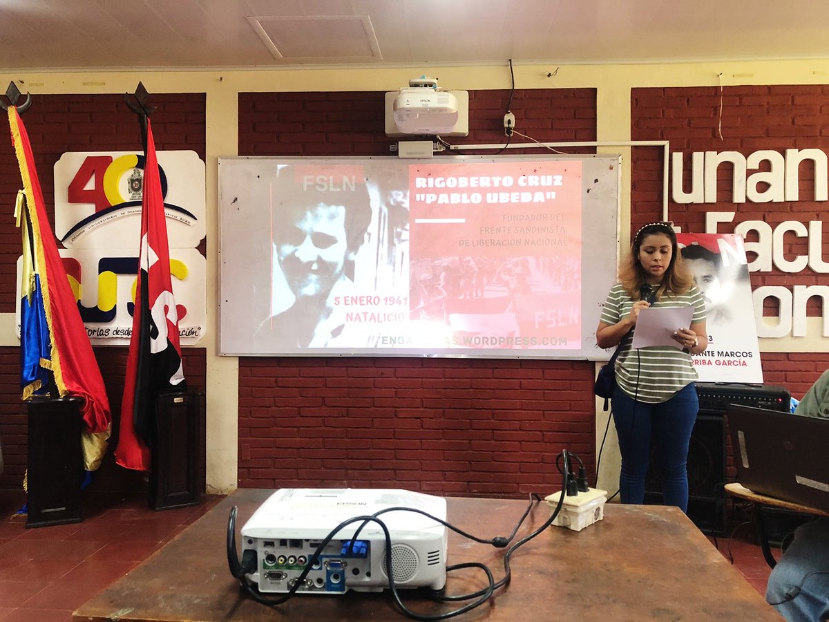 UVMarcosSomarri's tweet photo. Hoy 7 de enero iniciamos el Año Nuevo 🪅 recordando Pablo Úbeda guerrillero nicaragüense. 

Rigoberto Cruz fue miembro fundador del FSLN 🖤♥️

La UV Marcos Somarriba siempre fieles cumpliendo con nuestro labor 

#2023JuntosVamosAdelante 
#LeónRevolución @siproesunanleon https://t.co/qDuiBjPxue