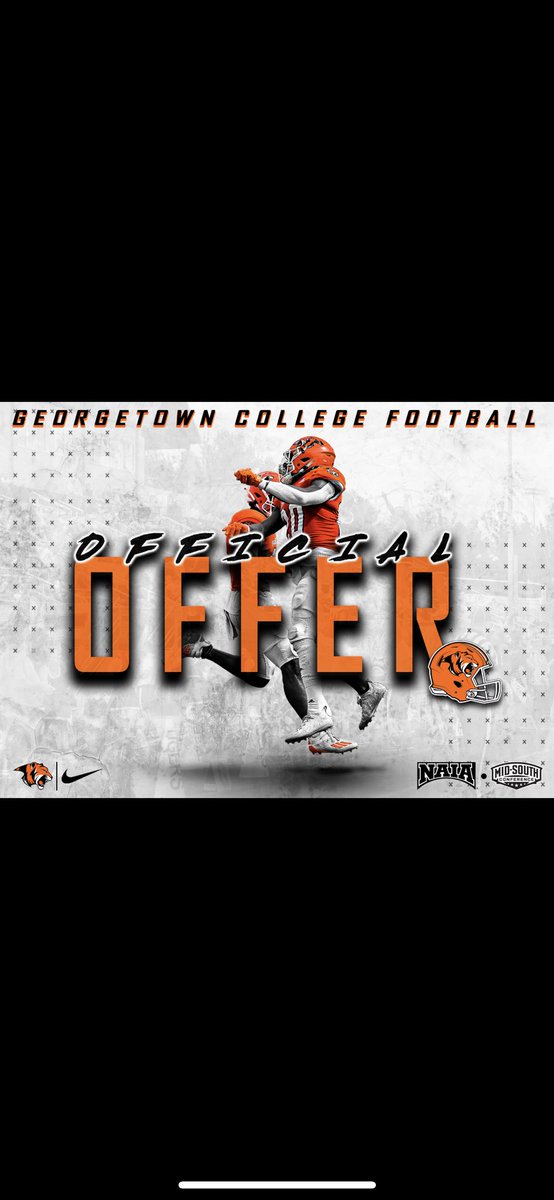 After a great conversation with <a href="/CoachKellerGC/">Dayne Keller</a> I am blessed to receive my first offer to play at the next level from <a href="/Gtown_Football/">Georgetown College Football</a>  #TigerPride! <a href="/HCCols_Football/">Henderson County Football</a>