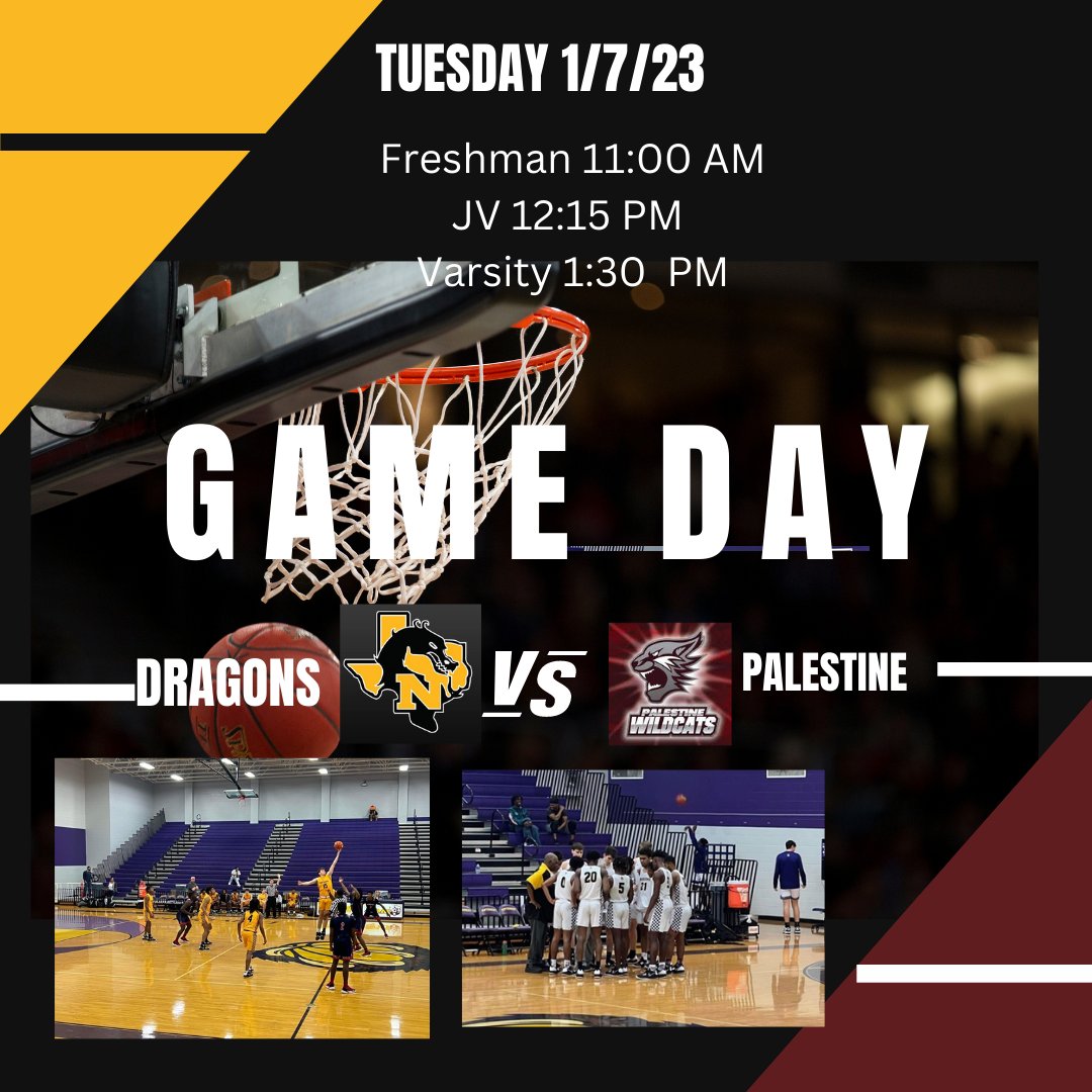 NacDragonBball's tweet photo. It's Game Day
Come support your Dragons Basketball Teams as they take on the Palestine Wildcats toady. https://t.co/ovv9JGYEEm