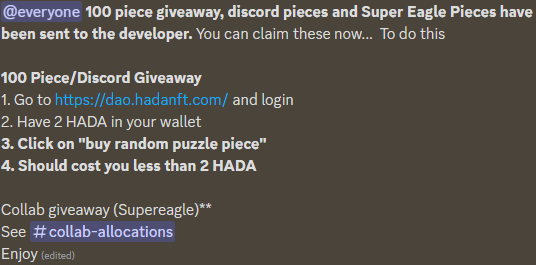 _r3iKo's tweet image. Don't forget to collect your #HADA from the @SuperEagleCoin collab!
@HadaNFT @hada_dao