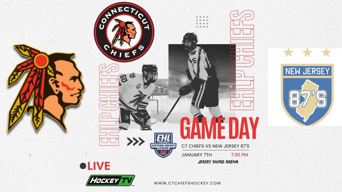 EHLP Chiefs Game Day!

Load up the bus. Chiefs travel down to the Jersey Shore Arena for a 7:30pm tilt with the New Jersey 87's

Let's Go Chiefs!

#CTChiefsHockey #EliteHockey #EHLP #JuniorHockey