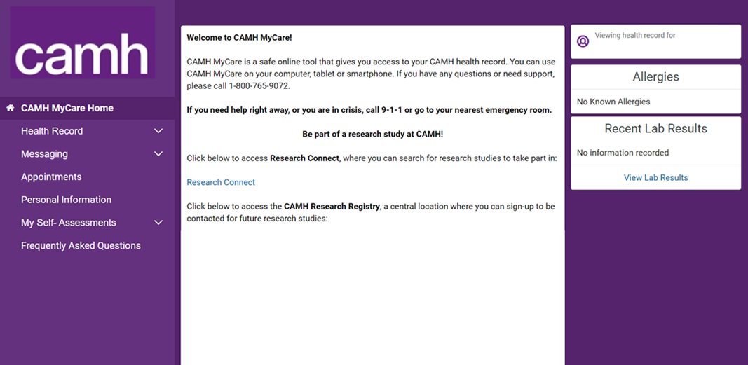 Attention CAMH Patients: Our MyCare service is now online! Patients aged 12+ can self-enroll for MyCare to view their medical information online.

For more information, visit: camh.ca/mycare-self-en…