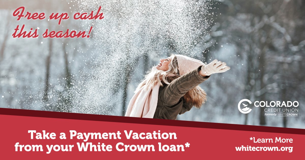 Could you use a little help after the holidays Free up some cash by taking a payment vacation from your White Crown loan payment! Request to skip a month of your vehicle or personal loan payment online at whitecrown.org/paymentvacatio…