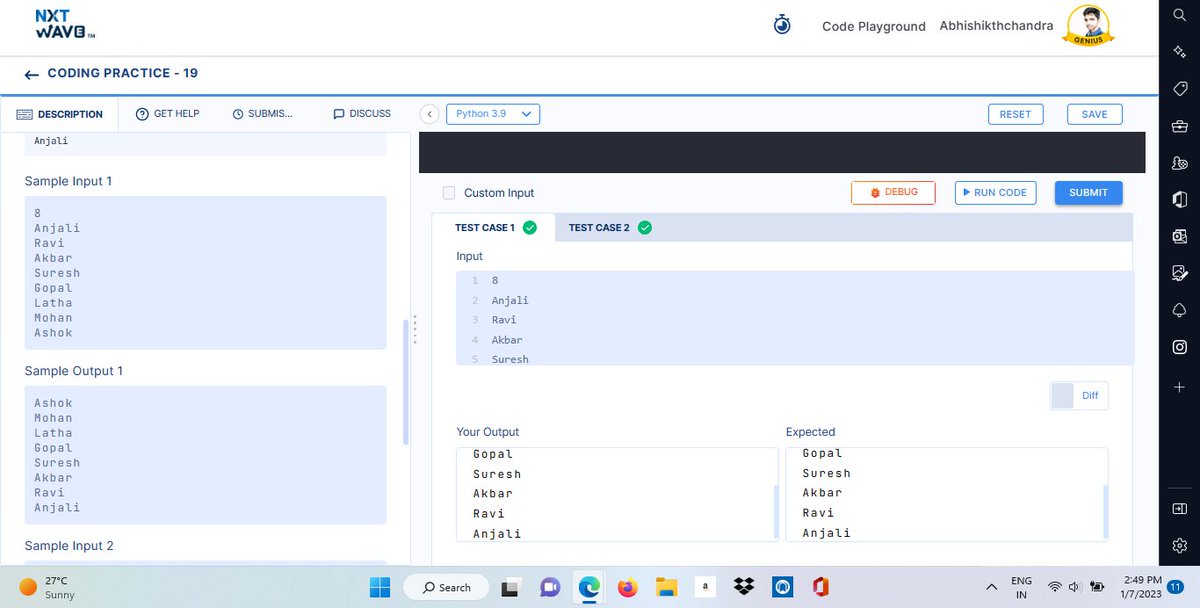 Abhishikth21's tweet image. Today's Coding Practices //
Day-122
#Day122 #200daysofcodechallenge #problemsolving #nxtwave #ccbp #Academy