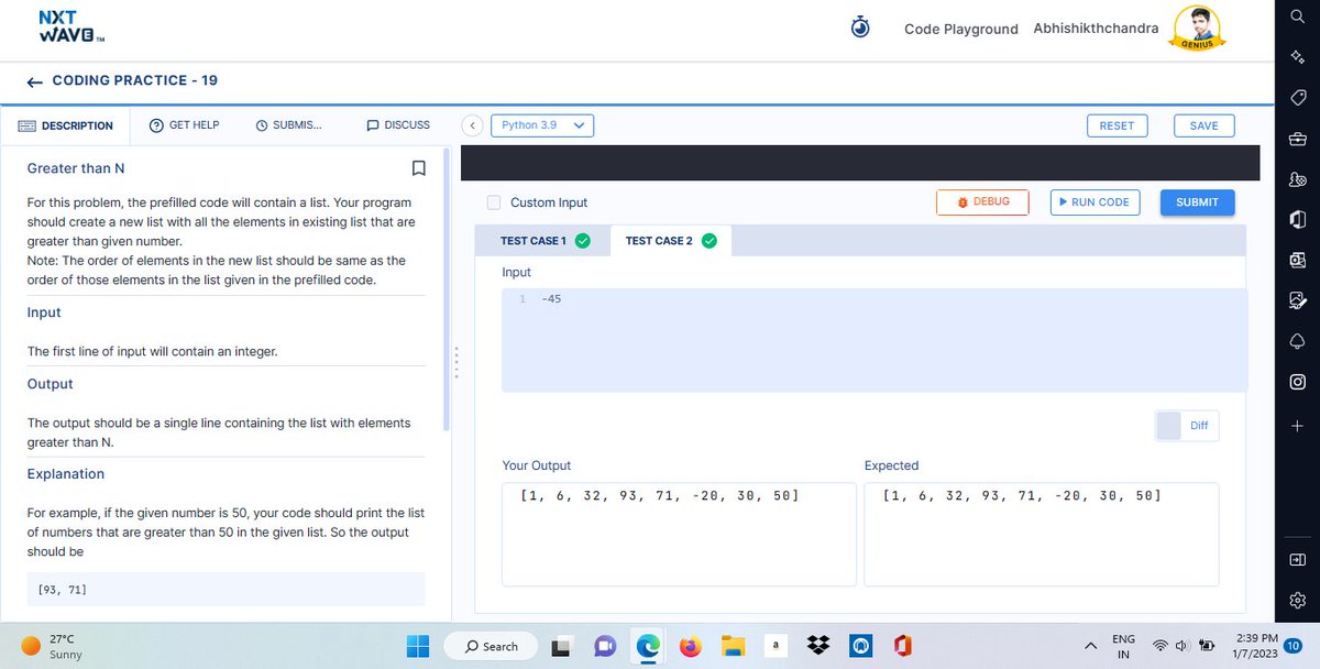 Abhishikth21's tweet image. Today's Coding Practices //
Day-122
#Day122 #200daysofcodechallenge #problemsolving #nxtwave #ccbp #Academy
