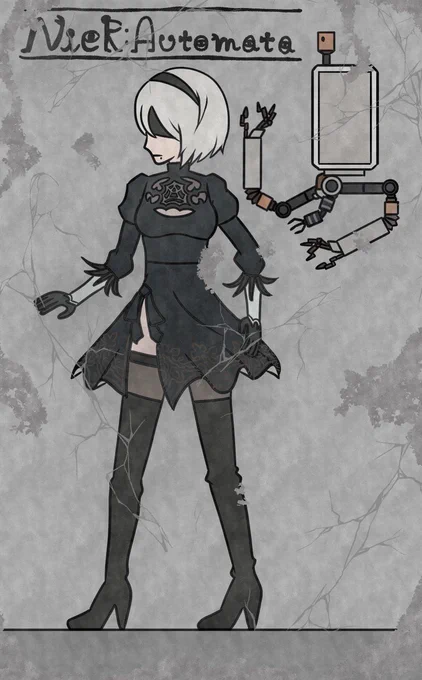【壁画】2Bとポッド042#NieR #ニーアオートマタ 