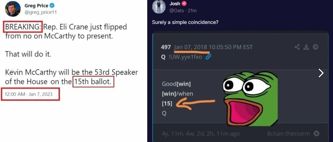 UnbanAnon9579's tweet photo. #US #McCarthy #Code55 #WIN #Qdrop #Decode 🐸
Les Républicains gagnent la chambre au 15-ème tour comme annoncé par les drops de Q... Coïncidence encore ? 😂 https://t.co/pWsNCSK37y