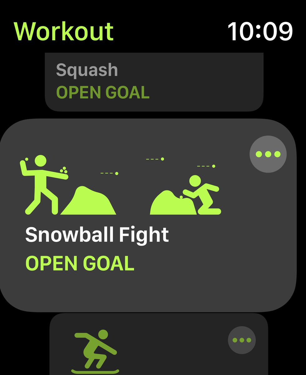Lesser known Apple Watch Workouts: 
Snowball Fight