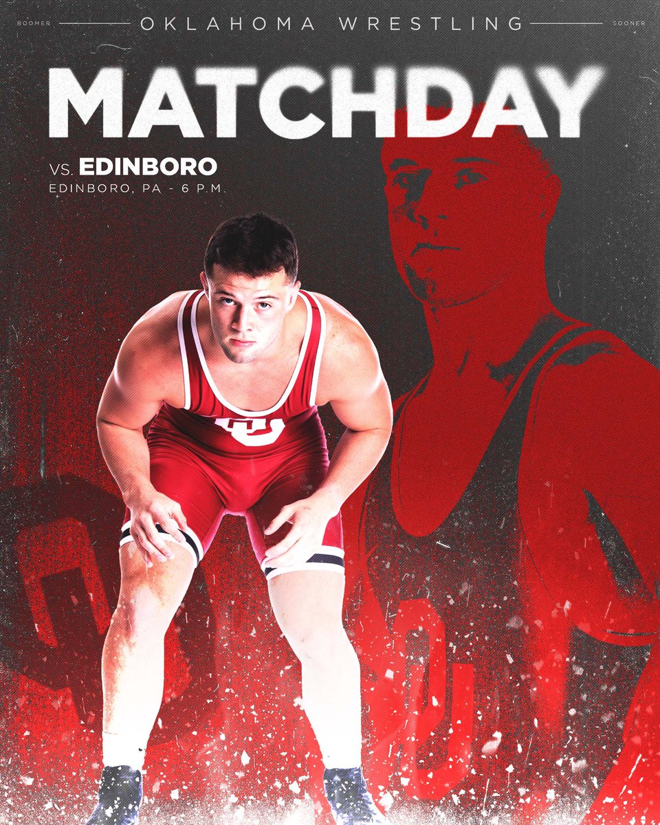 OU_Wrestling's tweet photo. 🔙 𝐚𝐭 𝐢𝐭!

🆚 Edinboro
⏰ 6 p.m.
📺 FloWrestling
📍 Edinboro, Pa. https://t.co/STdGInACw1