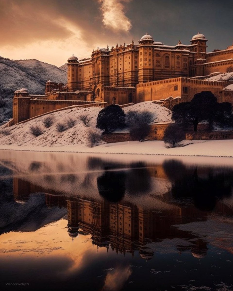 wanderwithjazz's tweet photo. Rajasthan feels like these days 🥶 
@wanderwithjazz Instagram 

Created by @midjourney_ai 

#jaipur #Rajasthan #Jodhpur #Hawamahal #WINTER #ai #airart #AIArtwork #aiartcommunity 

@timesofindia @the_hindu @htTweets @beautifuld3stin @TOIJaipurNews @my_rajasthan @tourismgoi https://t.co/pEqRszn3RQ