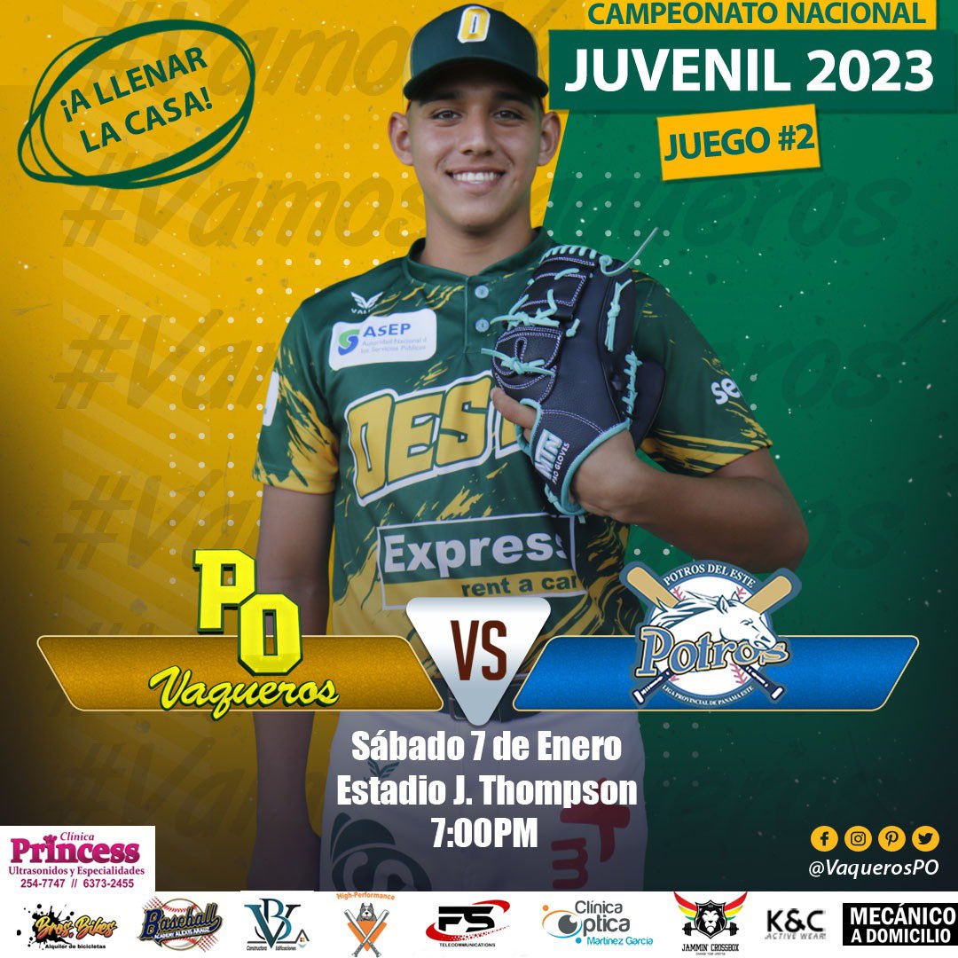 VaquerosPO's tweet photo. ¡HOY! 2do partido para nuestro equipo 😎
⚾️OESTE vs Este
📆 Sábado 7 de enero
🏟️ J. Thompson
⏰ 7:00pm
#VamosVaqueros
#academyalexisarauz #brosbikespty #constructora_vb #hpac507 #fsystems_ #opticamartinezgarcia #mecanicoadomicilio #jammincrossbox #koregt #clinicaprincess https://t.co/LKf8xgcsaA