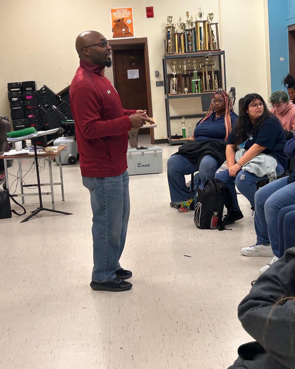 VUUAOSBand's tweet photo. Last night, AOS Staff visited Halifax County High School and spoke to their students about opportunities at VUU and the AmbassadorsOfSound Marching Band! https://t.co/DKoaNYAGnj