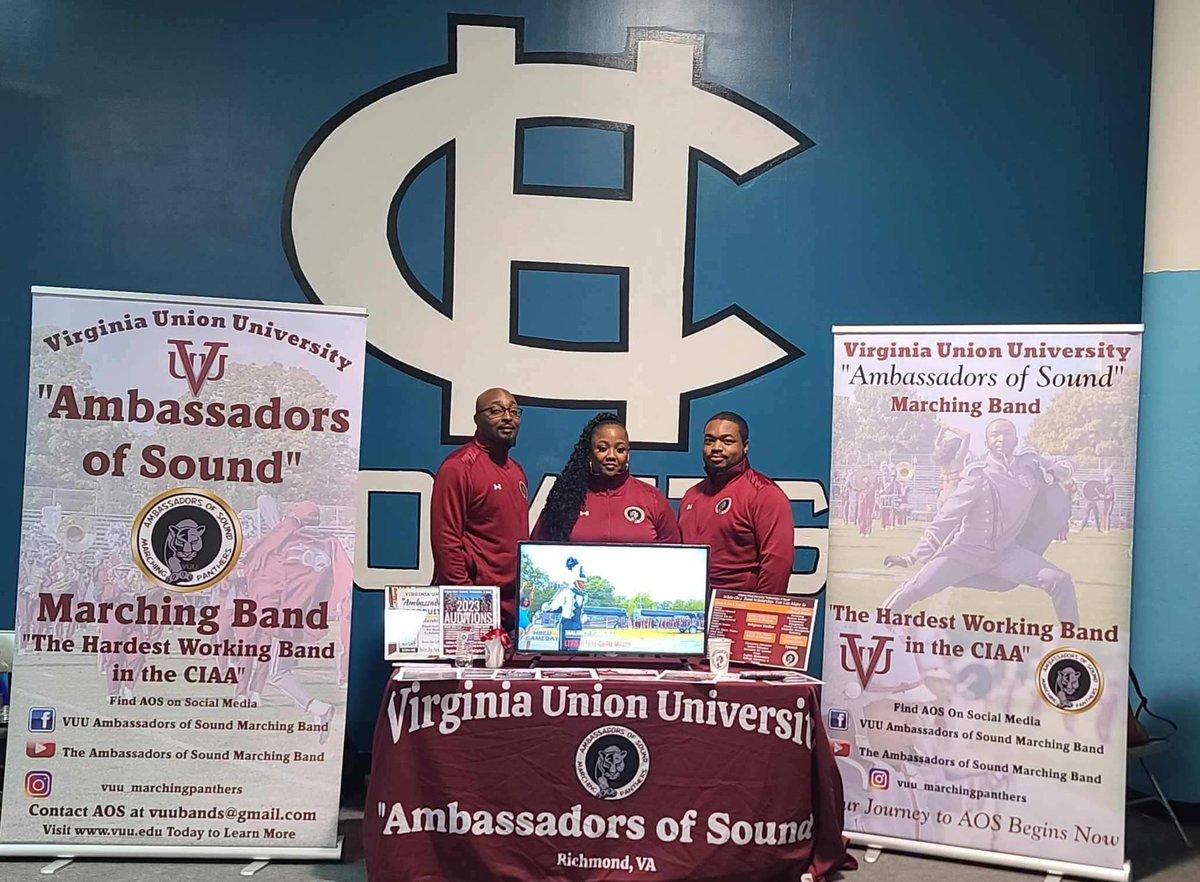 VUUAOSBand's tweet photo. Last night, AOS Staff visited Halifax County High School and spoke to their students about opportunities at VUU and the AmbassadorsOfSound Marching Band! https://t.co/DKoaNYAGnj