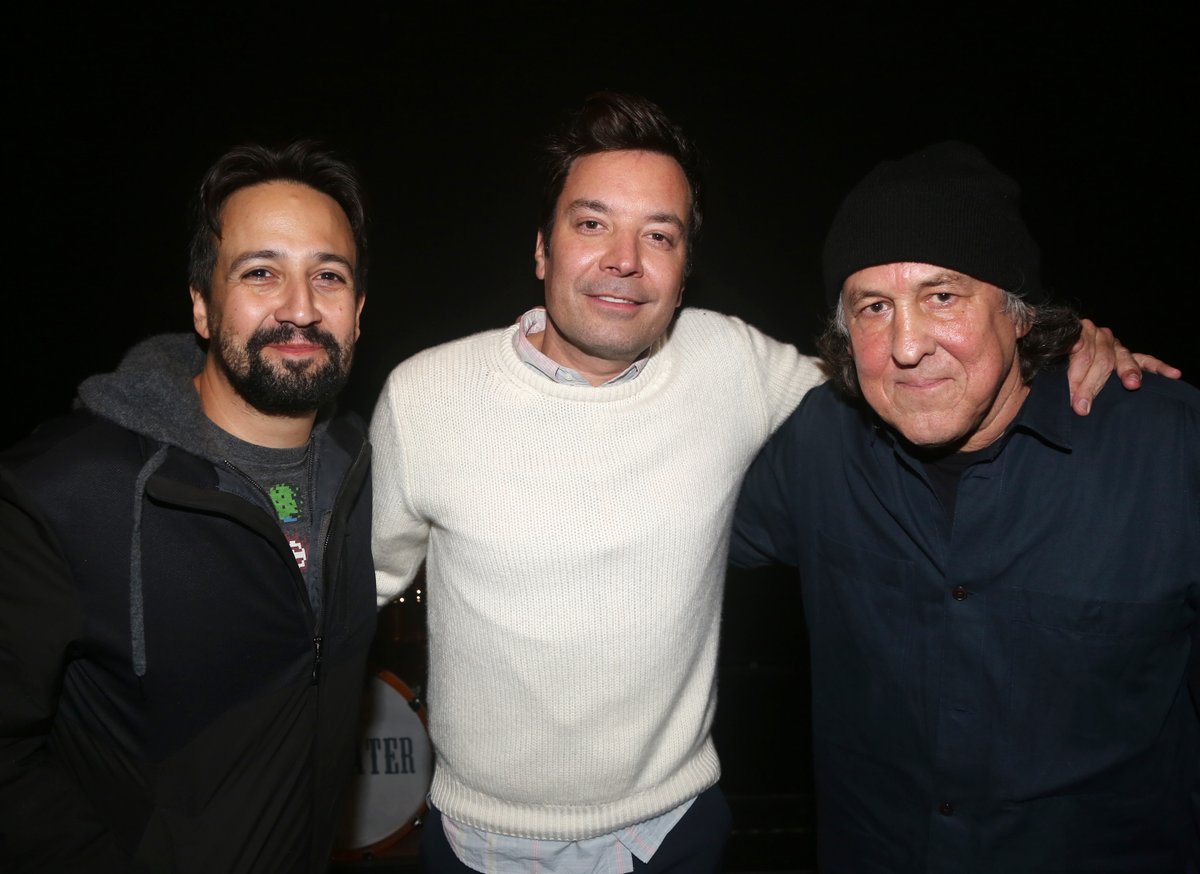 It's all happening! Thanks @jimmyfallon (& @Lin_manuel!) for rocking out with us. This was a night we won’t forget! 📸: Bruce Glikas #almostfamousbwy #almostfamous