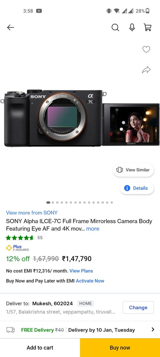 harinath_07's tweet photo. Ordered Sony A7C on Flipkart ,its worth of 1.47+ Lakhs.But seller sent me a wrong model which costs just 17k.Requested replacement and reached support.Ive gave all the photo proof, https://t.co/u3idw70O2e proper support till now @flipkartsupport is simple cancelling the request https://t.co/wTqgcR6KDV