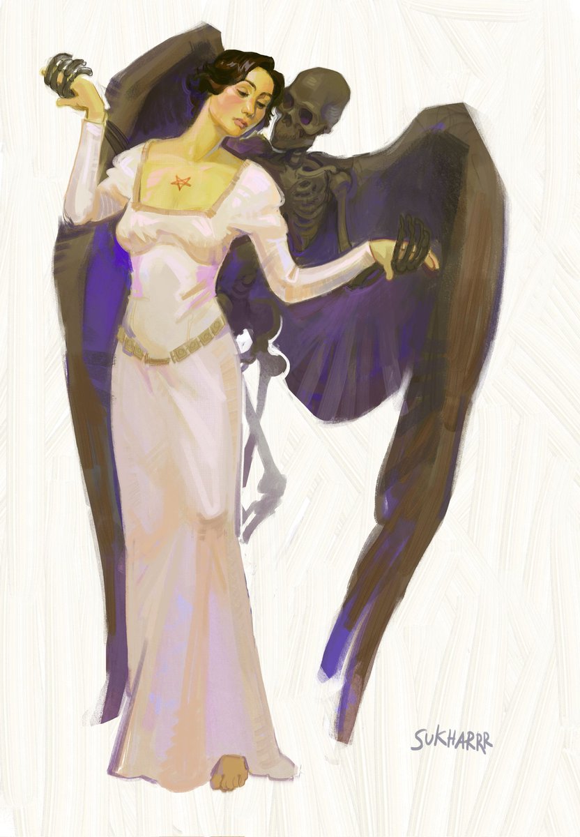 sukharrr's tweet image. "In smell of smoke and dried fruit, 
The spell was cast and price was paid. 
Within the sweetness of a licorice root, 
She was reborn as noble maid"

Margo, @pivovarov852 's oc
happy birthday!