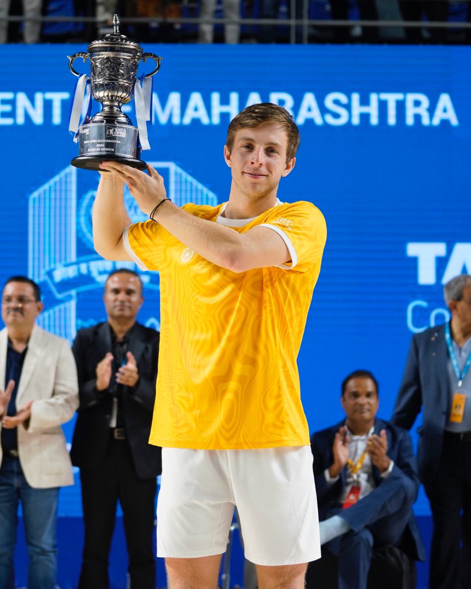 atptour's tweet photo. An unforgettable win for Tallon Griekspoor in Pune 🙌 🏆

@MaharashtraOpen | #TataOpenMaharashtra https://t.co/P1eR2NKGJk