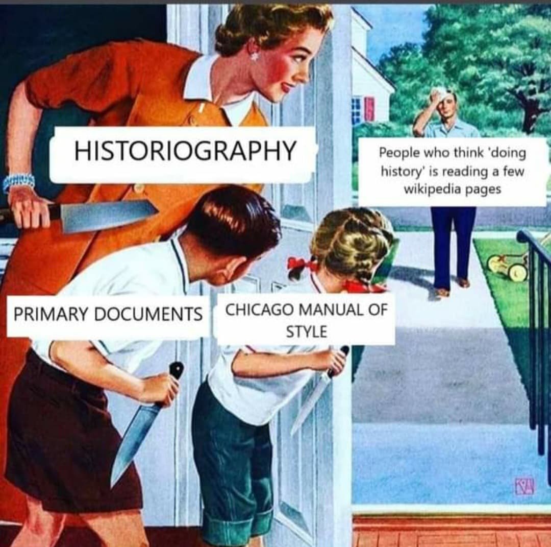 I'm again preparing my senior thesis class for history majors, and I have yet to find a better image for the class. Anyone know who created this image? #twitterstorians