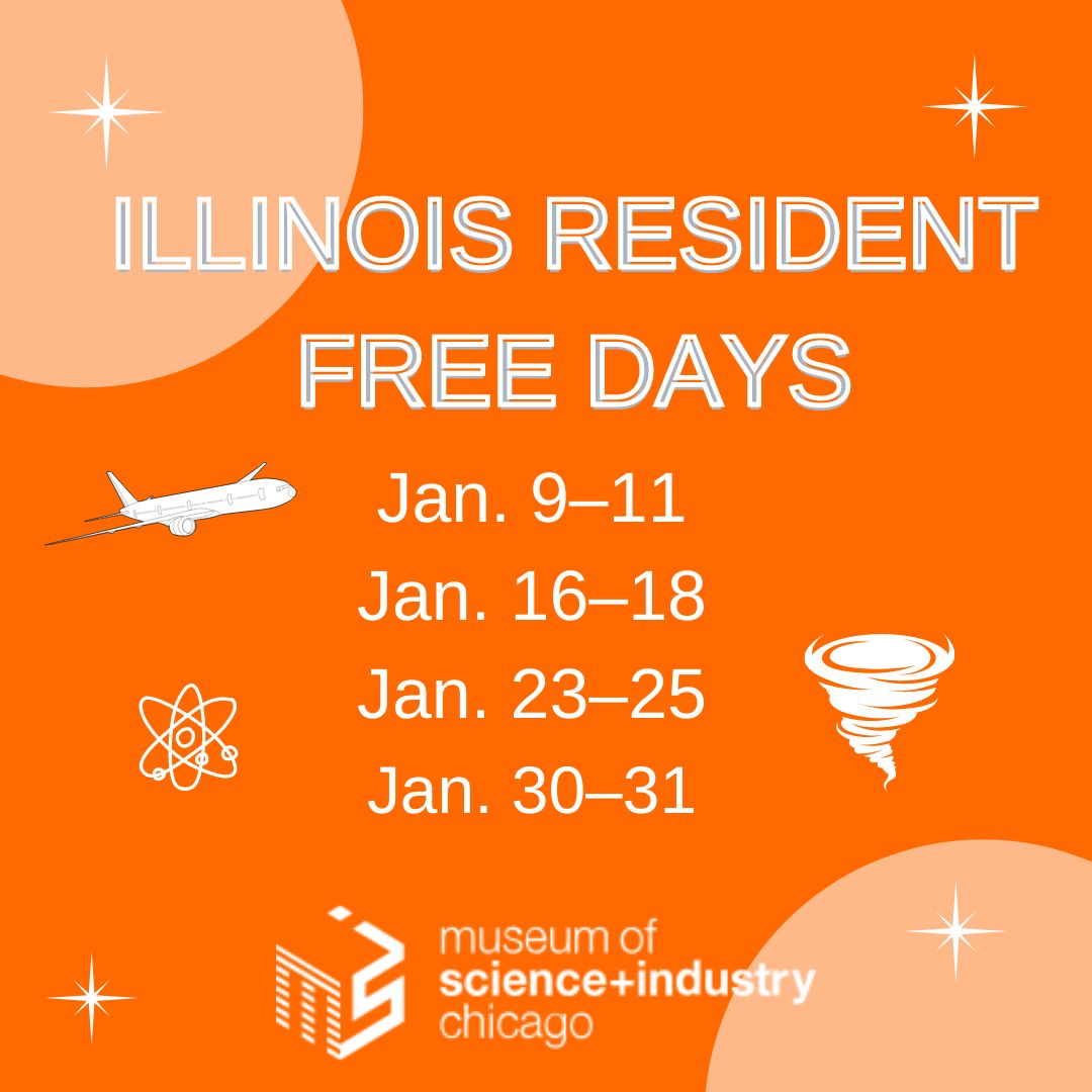 msichicago's tweet photo. Don't miss January's Illinois Resident Free Days! Kick off the new year with a visit full of discovery and inspiration. 🏛️  

Skip the line, visit https://t.co/ycsQfEcldu to reserve your spot. Pricing applied at checkout. https://t.co/n6y59i16JE