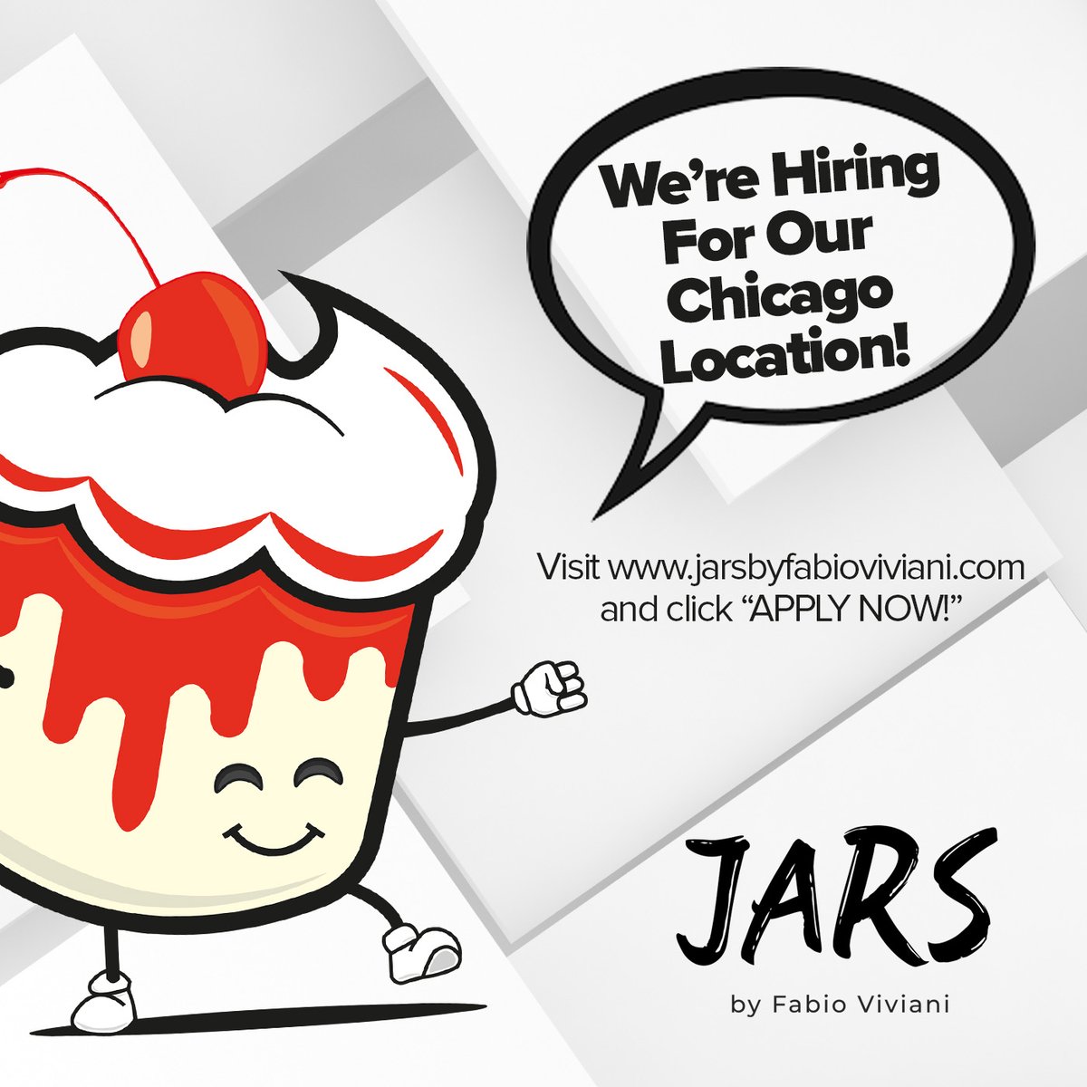 JARSByFabio's tweet photo. 🚨 WE ARE HIRING! 🚨
Our first location is opening in Chicago’s West Loop this winter, and we need YOU to help run the store.
📲 Apply right online at https://t.co/uwh4w4DE92
Let’s make some sugary dreams together!
#JARS #FabioViviani #Fransmart #Chicago #WestLoop https://t.co/DWNGFbVUxM