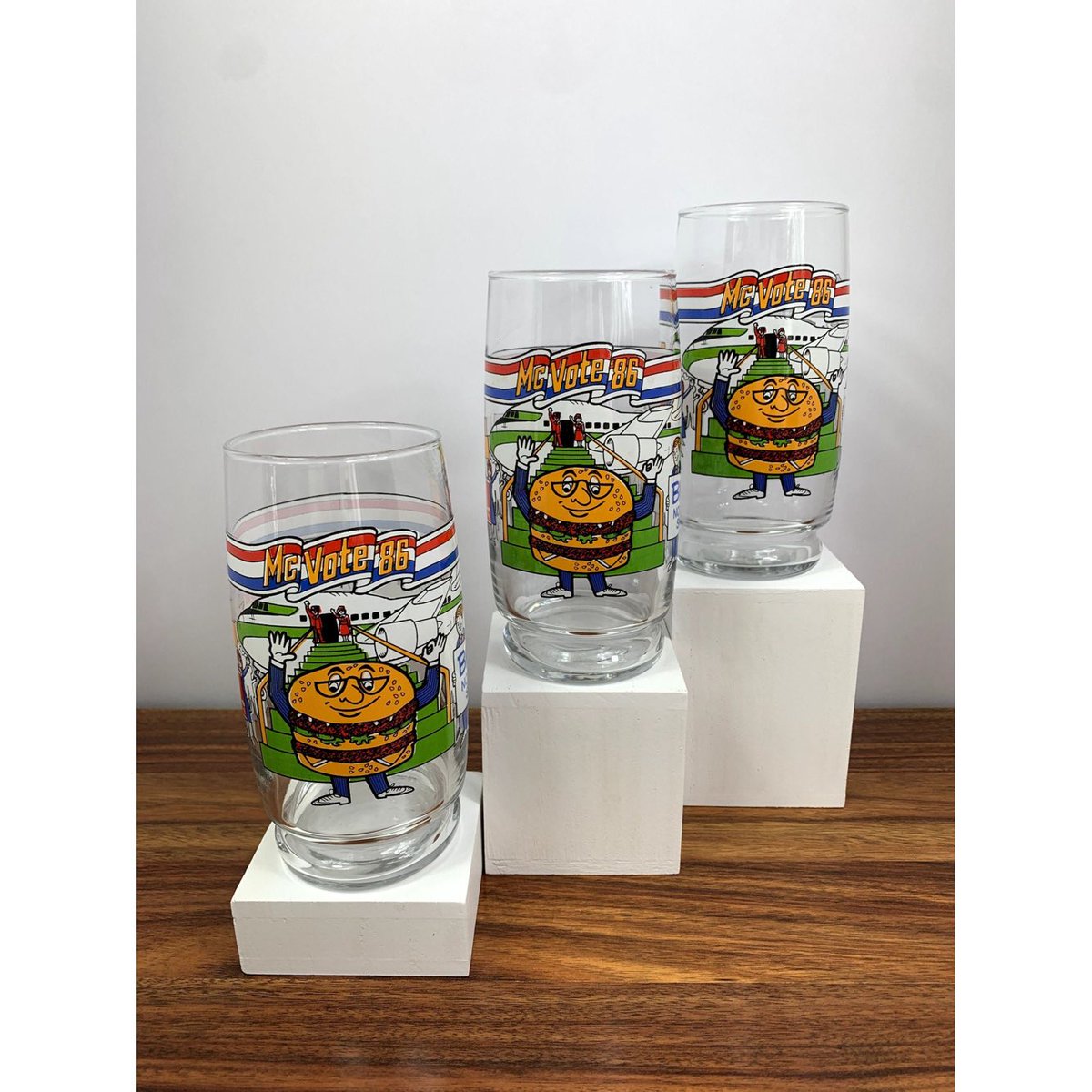 Excited to share this item from my #etsy shop: McDonalds 1986 McVote Promo Glass Tumblers. #vintagetumblers #drinkware #mcdonalds #childhoodmemories #lemonade etsy.me/3ZlpjPM