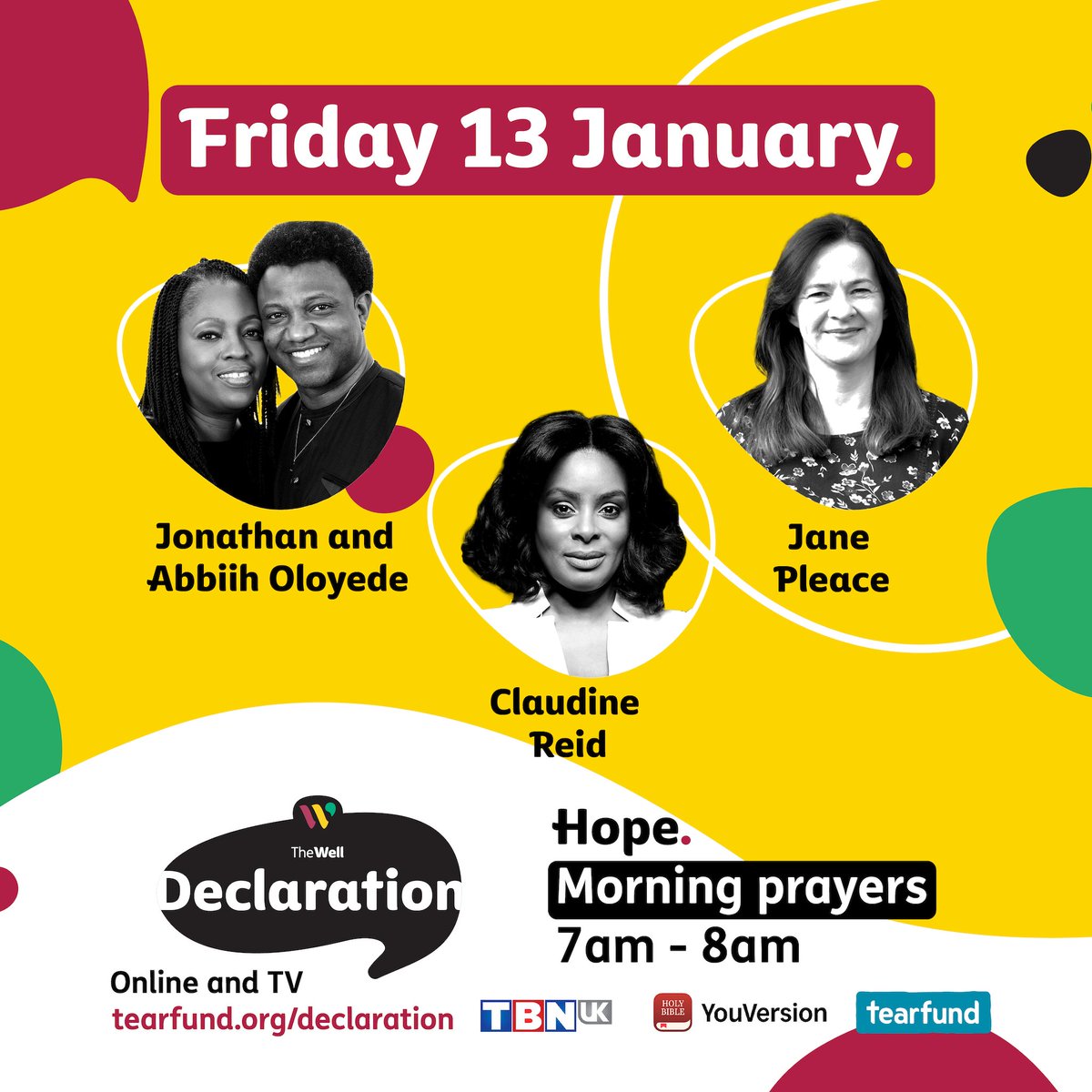TheWellOrg's tweet photo. Friday 13 January - Walking in hope will mean seeing God as greater than all the challenges, trusting him to do the impossible and keeping our eyes fixed on the glorious future he has promised for us. Join us!

➡️ Morning Prayer
➡️ Theology Session⁣
➡️ Live TV Show
➡️ Afterparty https://t.co/oU1kWEKYzp