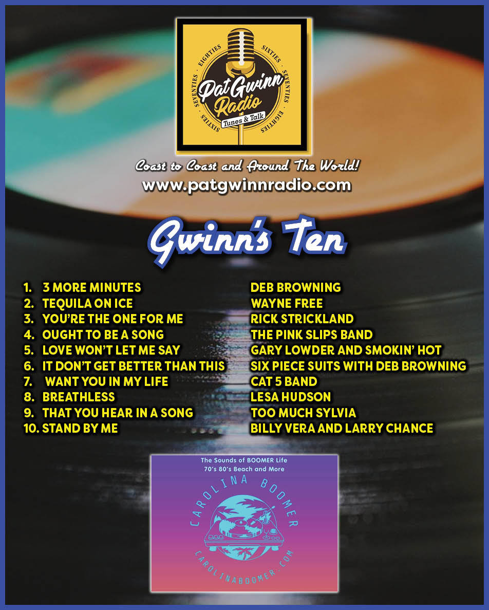 Here's the Top 10 on Pat Gwinn At The Beach!  🎶
Listen here: patgwinnradio.com
.
.
.

#onlineradio #carolinabeachmusic #rhythymandblues #MyrtleBeach #soulmusic