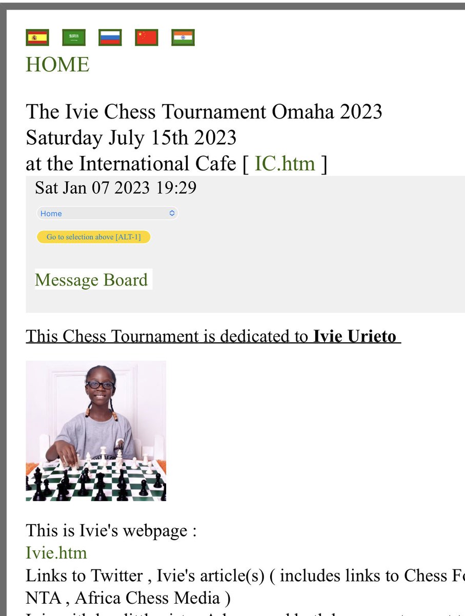 chesswitivie's tweet photo. Ivie Chess Tournament will be played in Omaha USA come July 15 2023. See you all there! #RCTOus #thegiftofchess #chessinslums #impactcoachingnetwork https://t.co/aoJZiVCOqU