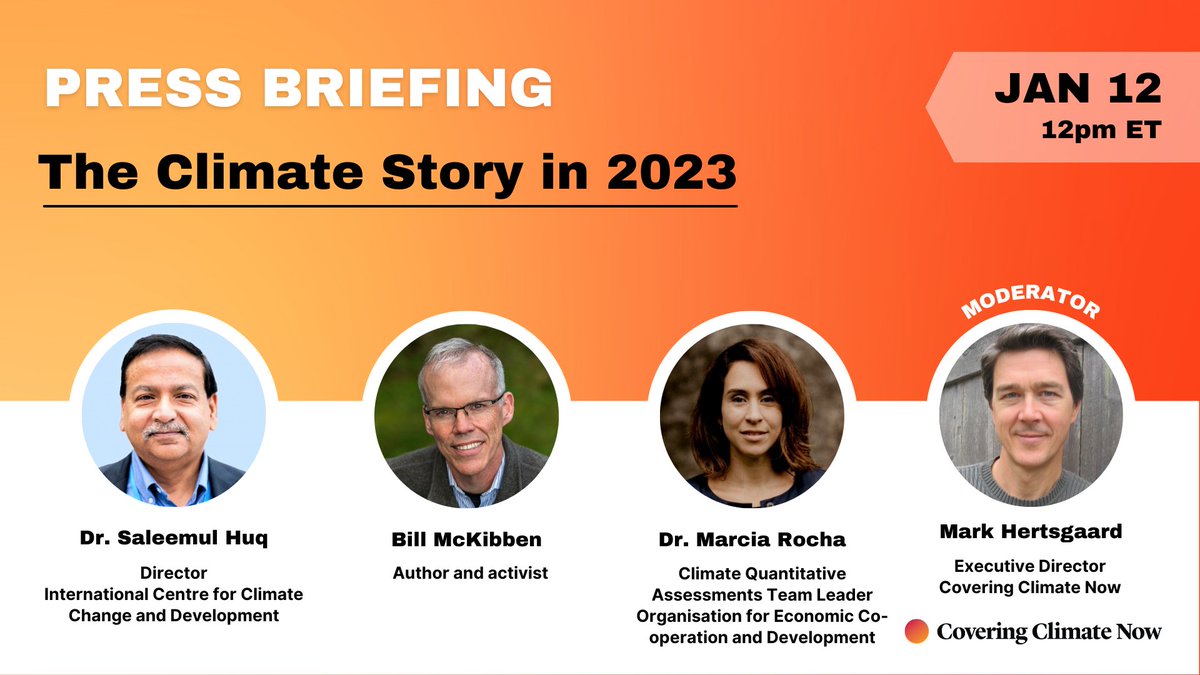Covering Climate Now (@coveringclimate) on Twitter photo Join us Thursday, Jan. 12, at 12pm ET for our first #TalkingShop of the year: an overview of the biggest climate stories of 2022, and what they mean for the climate in 2023, with <a href="/SaleemulHuq/">Saleemul Huq</a>, <a href="/BillMcKibben/">Bill McKibben</a> and Dr. Marcia Rocha us02web.zoom.us/webinar/regist… Join us Thursday, Jan. 12, at 12pm ET for our first #TalkingShop of the year: an overview of the biggest climate stories of 2022, and what they mean for the climate in 2023, with <a href="/SaleemulHuq/">Saleemul Huq</a>, <a href="/BillMcKibben/">Bill McKibben</a> and Dr. Marcia Rocha us02web.zoom.us/webinar/regist…