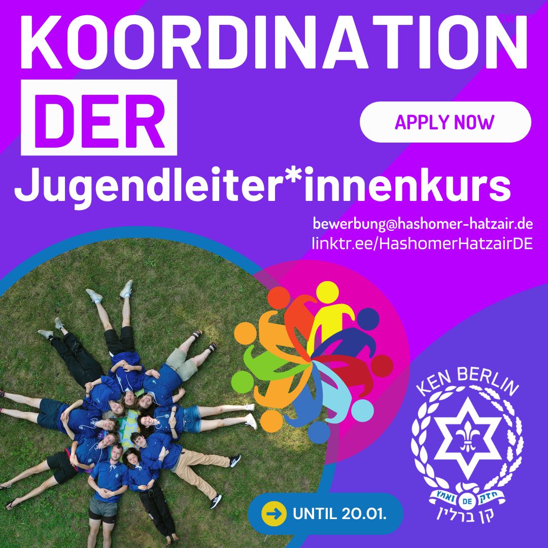 HashHatzBerlin's tweet photo. ***Hashomer Hatzair sucht zwei Koordinator*innen // bitte teilen &amp; bewerben bis zum 20.01.***
- Koordination des Ken Berlin - Planung und Verwaltung 
- Projektkoordination der Jugendleiter*innen Ausbildung  (Honorarbasis)

Weitere Informationen findest du unter dem Link in Bio. https://t.co/38z5uD1sx7