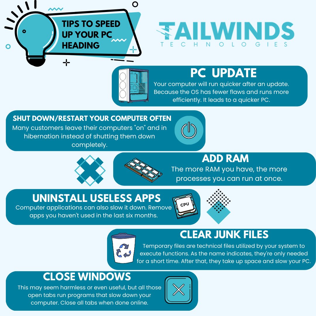 Here are some essential tech tips to help speed up your PC! ✨ 
Learn more at twtech.com/blog