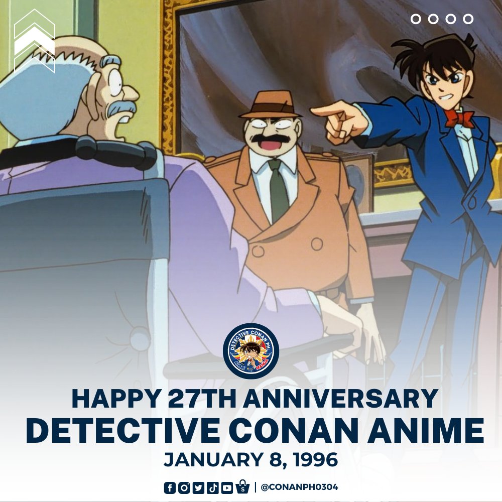 conanph0304's tweet photo. ON THIS DAY | The Detective Conan anime was first aired on January 8, 1996. It was animated by TMS Entertainment (formerly known as Tokyo Movie), and is produced by Yomiuri TV. The broadcast schedule was Mondays at 7.30 p.m. JST (excluding 1-hour and 2-hour special episodes). https://t.co/oLilgAcJBE