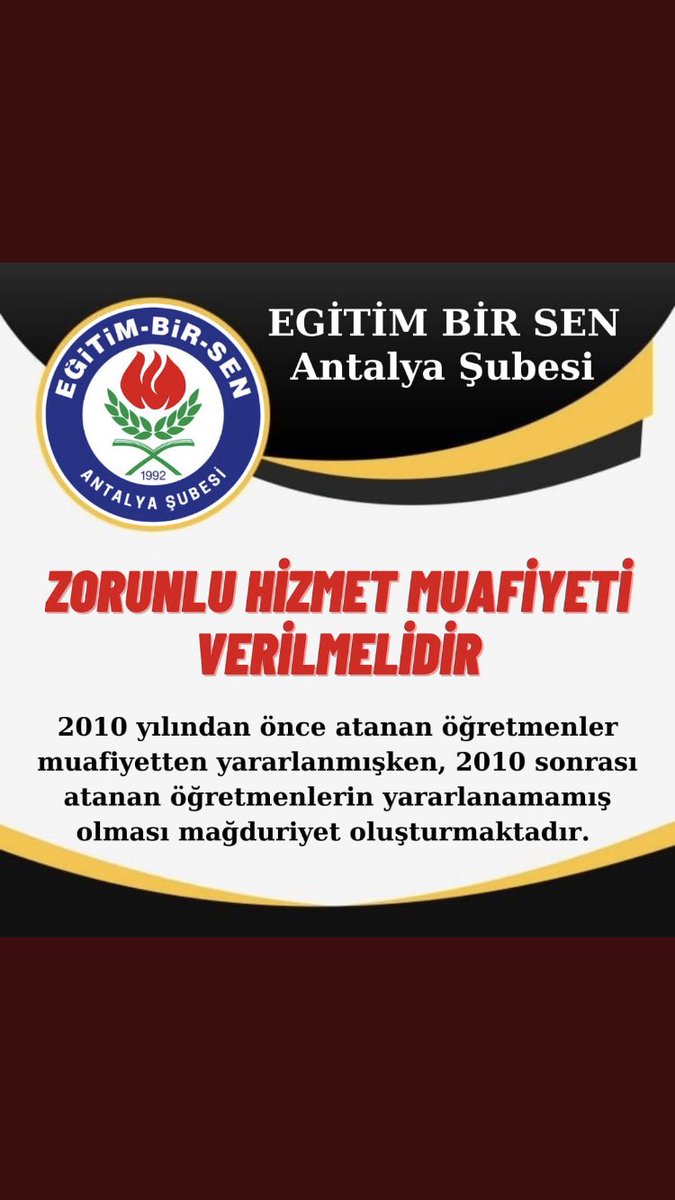 DURANAYGN3's tweet photo. Zorunlu hizmet muafiyeti konusunda biz öğretmenlere destek olan Eğitim-Bir-Sen @EbsAntalya1 @ebsusak @EbsKepez şubelerine teşekkür ediyoruz bu desteği tüm sendikalardan bekliyoruz!! #MEBzorunluyubekletme
@EbsTokat @sabanceylan60 @_aliyalcin_ https://t.co/9AZuCLSkzt