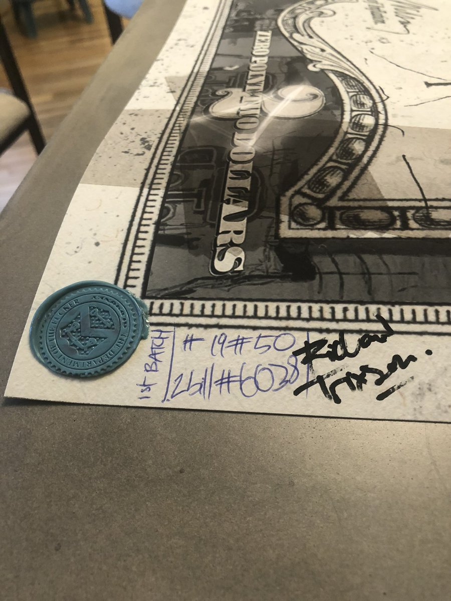 Irongrub0176's tweet photo. Is there anything more on brand for @RTrixson to have enough wine in him to f* up the numbering?
@treekeplin’s second print and my first both 19/50. (@RTrixson I know I was 3/50 right behind tree’s octo which is 2/50 😉) Still love it and you MFER! https://t.co/fd14XhRFeB