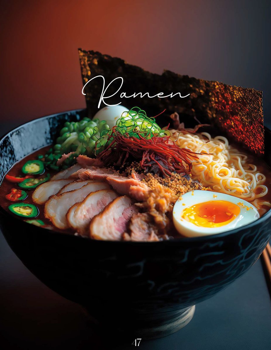EmilySauro's tweet photo. I made a cookbook using AI to generate the photographs. Its about Japanese food and the rich history that comes with it! :D  ps its on amazon lol #AIArtCommuity #Aiphotography #Cookbook #Japanesecuisine #ArtificialIntelligence @BuzzFeedBooks https://t.co/IPMptnpok1