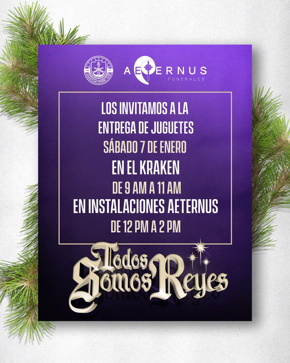 aeternusmzt's tweet photo. ¡ @MazatlanFC . y Aeternus te invitamos a la entrega de juguetes hoy en los siguientes horarios: de 9:00 am a 11:00 am en El Kraken y de 12:00 pm a 2:00 pm en las instalaciones de Aeternus! ¡Te esperamos! https://t.co/k3meGjD5PT