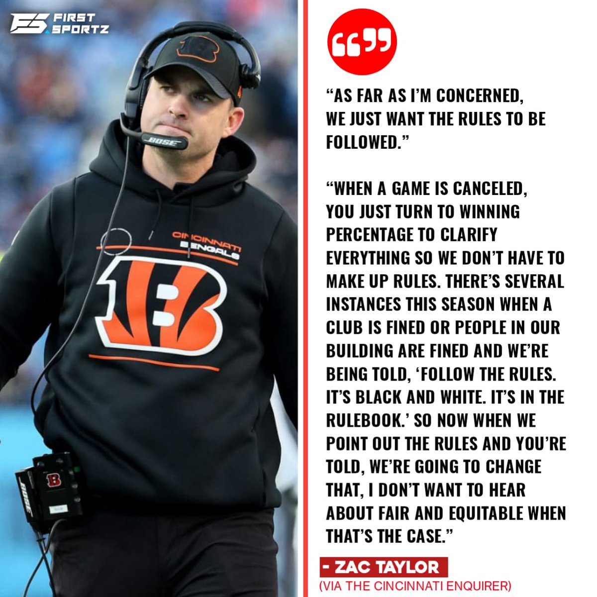 FirstSportz_NFL's tweet photo. Cincinnati Bengals head coach Zac Taylor isn’t happy with the NFL’s coin-flip decision

#NFL https://t.co/HOZtiFDcWq